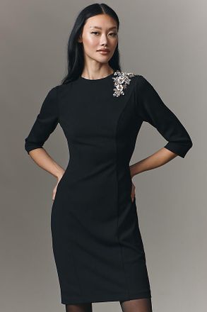 Adrianna Papell Petite 3D Floral Half-Sleeve Dress