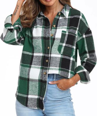 Generic Womens Plaid Shirt Ladies Long Sleeve Button Down Jackets Classic Flannel Checked Shirts Tunic Basic Loose Business Casual Check Blouse Top with Pocke