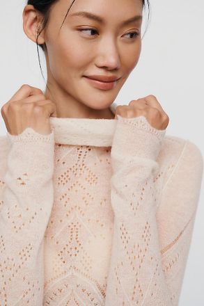 Anthropologie Pilcro Merino Wool Blend Pointelle Turtleneck Sweater