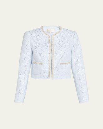 LoveShackFancy Kelli Sequined Tweed Jacket