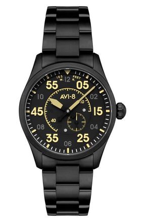 AVI-8 Spitfire Type 300 Eclipse Automatic Bracelet Watch, 42mm in Black/Black at Nordstrom