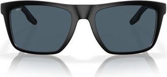 Costa 55mm Polarized Rectangular Sunglasses in Matte Black/Gray at Nordstrom