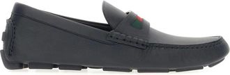 Gucci Schoenen, Heren, Blauw, 45 EU, Leer, Driver met Web Detail