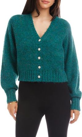 Karen Kane Pearl Button Cardigan in Teal at Nordstrom, Size X-Small