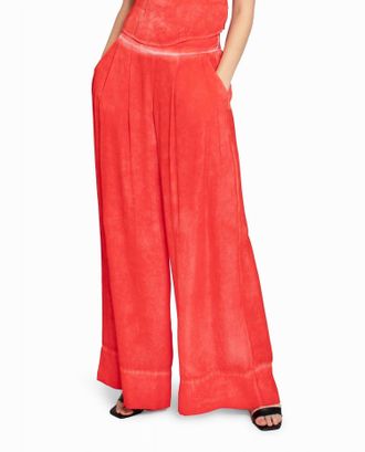 Nicole Miller Garment Dyed Silk Wide Leg Pant In Poppy