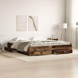 vidaXL Telaio del letto con cassetti Legno vecchio 180 x 200 cm - Vidaxl