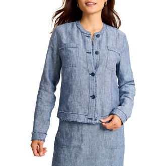 Tommy Bahama Two Palms Patch Pocket Linen Jacket in Coastline at Nordstrom, Size X-Small
