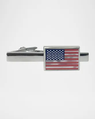 Link Up Men & apos;s Mother-Of-Pearl American Flag Tie Bar