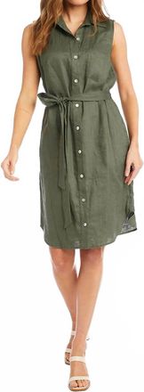 Karen Kane Olena Sleeveless Button-Down Shirtdress In Olive