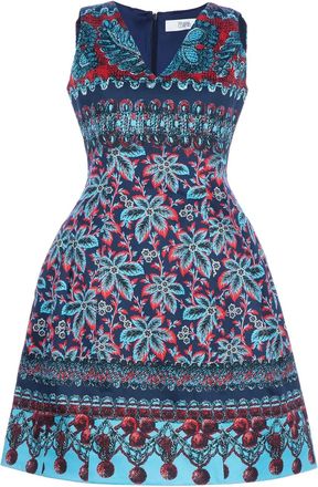 Linda Farrow printed lantern dress - Blauw