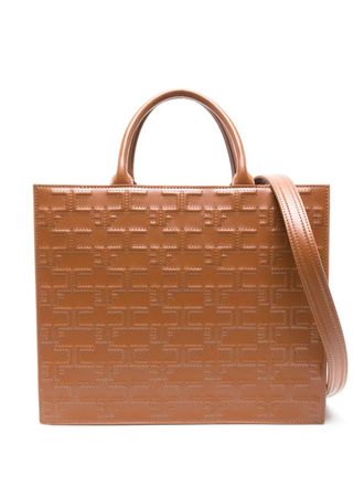 Elisabetta Franchi Borsa tote Bold Monogram grande - Marrone