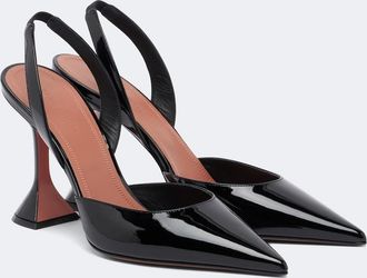 Amina Muaddi Holli patent leather slingback pumps