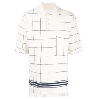 Maison Margiela Gestreepte poloshirt - Dames - Tops - Wit - Maat: XS Linnen