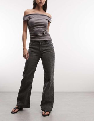 Weekday Pantaloni bootcut lavaggio grigio scuro