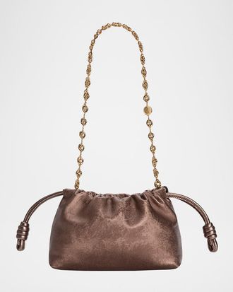 Loewe Flamenco Clutch Bag in Moire-Print Leather