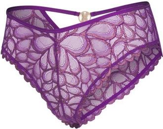 Savage x Fenty Savage Not Sorry Lace Cheeky Panties in Purple Gem/Claret Metallic at Nordstrom, Size Large