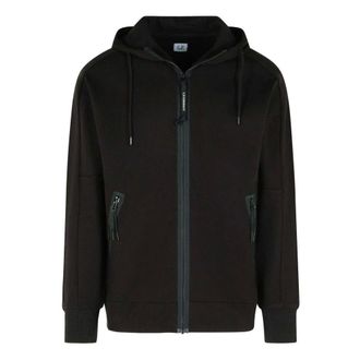 C.P. Company Zip-throughs, male, Blue, Size: S Diagonal Raised Fleece Sweatshirt