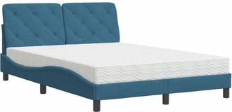 vidaXL Cama Con Colch&oacute;n Azul Terciopelo 120x200 Cm Vidaxl