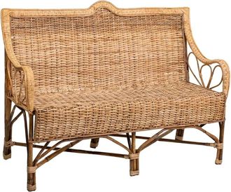 Wanderlust Deco Sof&aacute; De Bamb&uacute; Y Rat&aacute;n Marr&oacute;n 130x48x99