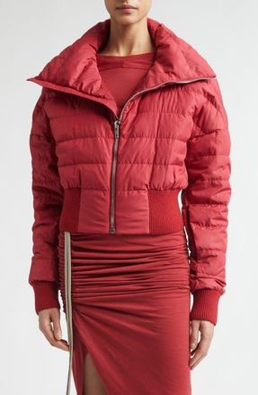 Moncler x Rick Owens Crop Down Puffer Jacket in Red at Nordstrom, Size 00