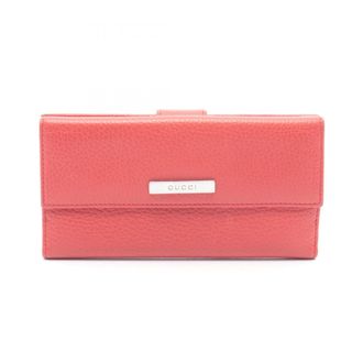 Gucci Red Color Leather Long Wallet (Bi-Fold) (Pre-Owned)