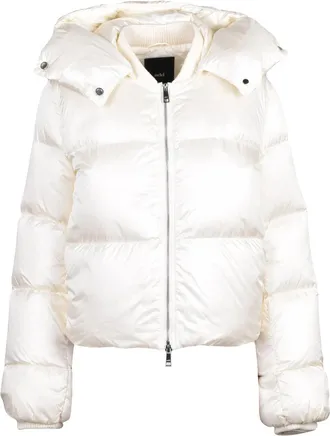 Add Short Down Jacket with Removable Hood and Glossy Finish
