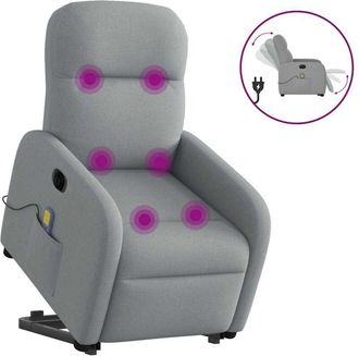vidaXL Vidaxl - Sill&oacute;n De Masaje El&eacute;ctrico Reclinable Elevable Tela Gris Claro