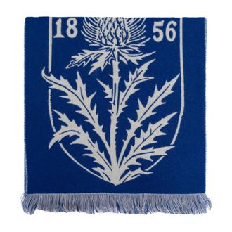 Burberry Winter Scarves, unisex, Blue, Size: ONE SIZE Thistle Shield Wool Scarf