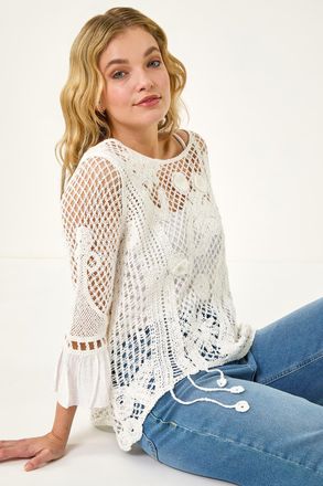 DUSK Floral Crochet Top