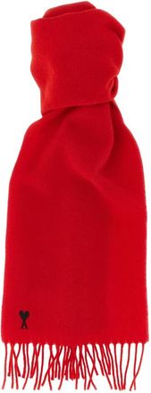 Ami Wol sjaal met Ami de Coeur - unisex - Wintersjaals - Rood - ONE Size - Wol - Accessoires