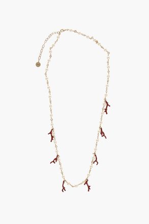 Dior Brass Necklace with Pearls and Coral Details Dior