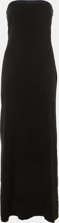 Paule Ka Black /navy Blue Crepe Bow Detail Strapless Maxi Dress