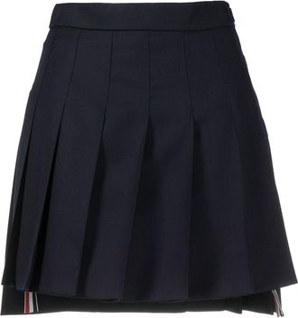 Thom Browne dijlange, verlaagde rugplooirok in Super 120s Keperstof