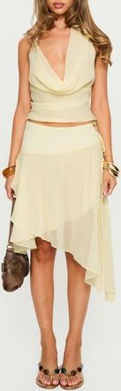 Princess Polly Evaleine Cowl Neck Chiffon Halter Top in Baby Yellow at Nordstrom, Size 12