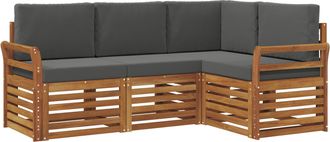 vidaXL Conjunto De Sof&aacute;s De Exterior 4 Uds. Natural Y Antracita Vidaxl