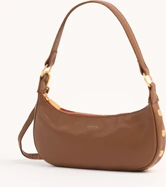 Hammitt Hammitt Becker Mahogany Pebble Brushed Gold Red Zip Sml