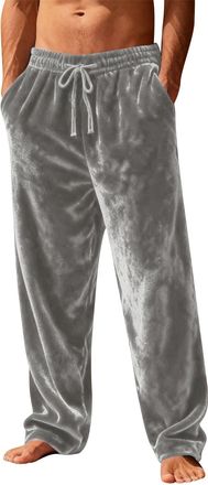 Generic Mens Plush Pajama Pants Winter Warm Trousers Fluffy Soft Fleece Sleep Pant Plain Lounge Pjs Bottoms with Pockets Loose Fit Joggers Tracksuit Bottoms f