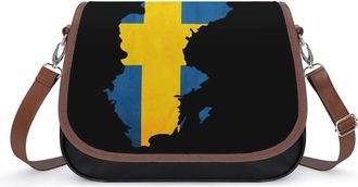 Generic Sweden Flag Map Small Womens Crossbody Bags Shoulder Handbag with Adjustable Strap for Travel