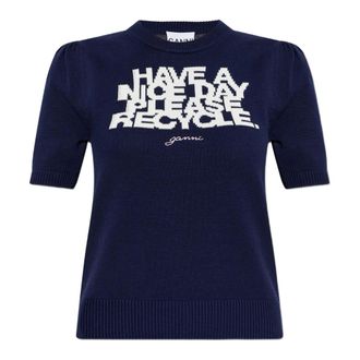 Ganni Dames, Tops, Blauw, Maat: XS Katoen