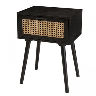 Macabane Mesa de noche con 1 caj&oacute;n de rat&aacute;n de 40x30x55,5 cm