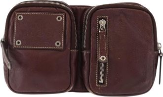 Gucci Belt Leather Burgundy Leather Handbag (Pre-Owned)