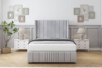 Comfort Beds Grace Naples Divan Set No Drawers-54 Wingback-Footboard in Silver | Size: Small Single