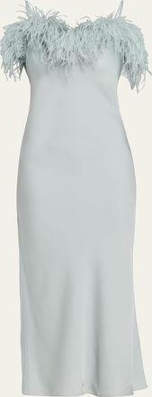A.L.C. Odette Feather-Trim Satin Slip Dress