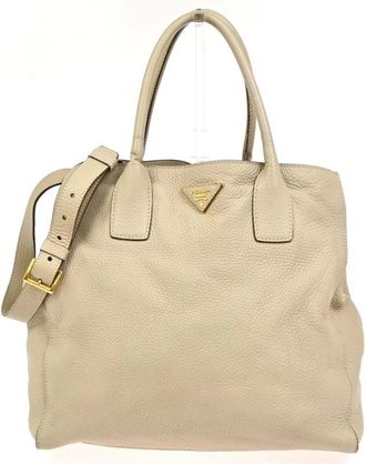 Prada Pre-owned Tote Bags, female, Beige, Size: ONE SIZE Pre-owned Vintage Leather Tote Bag