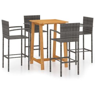 vidaXL Conjunto De Bar Para Jard&iacute;n 5 Piezas Gris Vidaxl