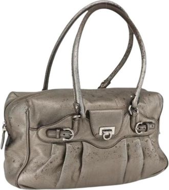 Ferragamo Pre-owned Handbag - Dames - Vintage Handtas - Grijs - ONE Size - Leer - Vintage
