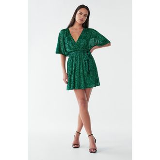 BWLDR Danae Mini Dress in Emerald Sequin at Nordstrom, Size 10