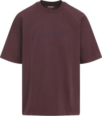 Carhartt Work in Progress Maroon Round Neck Logo T-Shirt
