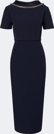 Roland Mouret Vestido midi de crep&eacute; adornado