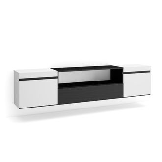 Skraut Home Skraut Home - Mueble Tv, Televisi&oacute;n, Muebles De Sal&oacute;n, Almacenaje, 200x45x35cm, Para Tv Hasta 80, Colgado, Suspendido, Estilo Moderno, Blanco Y Negro